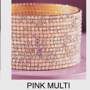 15 Pink Multi Colored Glass Beaded Bangles